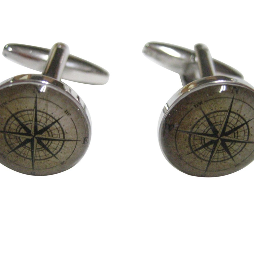 Nautical Compass Navigation Cufflinks - image 1